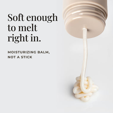 Roon balm dispensing from its twist-up tube: a moisturizing balm, not a stick