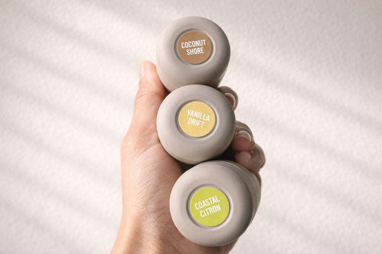 The Roon Discovery Set — three mini deodorant tubes: Coastal Citron, Vanilla Drift and Coconut Shore